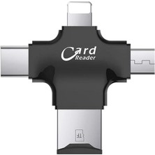 Gn-24 Otg 4 In 1 Micro USB Disk Type C Mikro Sd Kart Okuyucu Ios (Siyah)