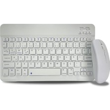Bluetooth Kablosuz Türkçe Klavye ve Fare ile Mini Şarj Edilebilir Alüminyum Alışım Bluetooth Mouse Süper Hafif Taşınabillir Bluetooth Eşleştirmeli Midi Klavye 25CM x 15CM 2 Renk Seçeneği (Beyaz)