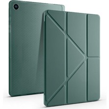 ile Uyumlu Kalem Bölmeli Trifolding Cover Tablet Kılıf Katlanabilir Standlı Otomatik Uyku Modlu Darbe Emici Ince Tasarım (Yeşil, Galaxy Tab A9 Plus X210)