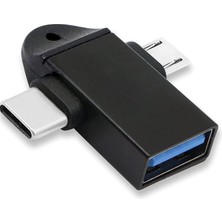 3'ü 1 Arada Micro USB Type-C Otg Dönüştürücü Adaptör Otg C Tipi Adaptör 2 In 1 Otg Mikro USB Dönüştürücü USB C 3.0 Disk Fare Konektörü Akıllı Telefon USB Tak Çalıştır 3 In 1