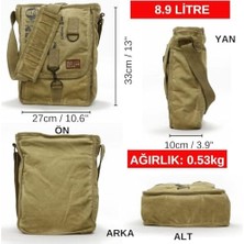 Old Cargo 8184 Salaş Kanvas Omuz Postacı Laptop Okul Seyahat Günlük Pamuklu Çanta (Açık Camel)