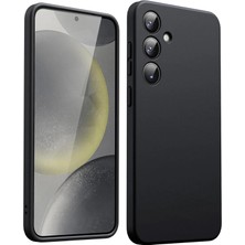 Ggm Aksesuar Galaxy S24 Plus ile Uyumlu Içi Kadife Kamera Korumalı Lansman Silikon Kılıf Ince Yapılı Tam Koruma Sağlayan Kamera Korumalı Kılıf (Siyah)