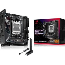 Rog Strıx B850-I Gamıng Wıfı Amd B850 Am5 Ddr5 8400 Dp HDMI Çift M2 Usb3.2 Gen 2x2 Wifi 7 + Bt Aura Rgb 2.5gbit Lan Mini Itx,2xgen5 M.2, Q-, Ready For Advanced Aı Pc, Aı Advisor
