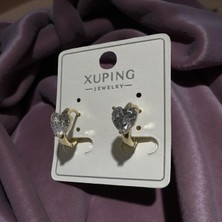 Luckyb Store Kalpli Taşlı Çelik Küpe Gold Renk