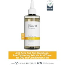 The Purest Solutions, Yağlı ve Karma Cilt Sivilce ve Siyah Nokta Karşıtı, Gözenek Sıkılaştırıcı Salisilik Asit Tonik 200 ml