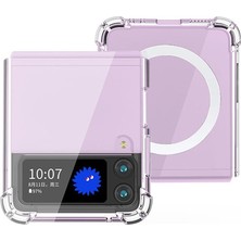 Galaxy Z Flip 3 ile Uyumlu Kılıf Şarj Özellikli ile Uyumlu Nitro Anti Transparan Köşeler Airbag Korumalı Ultra Kalın Galaxy Z Flip 3 ile Uyumlu Şeffaf Kılıf
