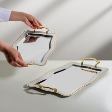 Zincir 2'li Altın Çelik Tepsi Seti