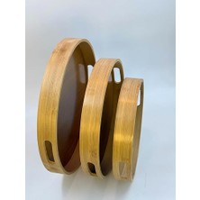 Bambu 3'lü Tepsi Seti – Sunum, Çay ve Servis Tepsisi, Doğal Bambu Ahşap Tepsi Takımı, Şık ve Dayanıklı Tasarım, Mutfak ve Sofralar Için Estetik Sunum Tepsisi (Yuvarlak)