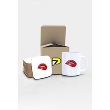 Dudak Popart Tasarımlı Baskılı Kupa Bardak Seti, Eğlenceli Özel Hediye Mug