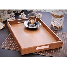 Bambu Dikdörtgen Sunum Tepsi, Bambu Sofra Tepsisi, Çay Tesisi (35CMX25CMX6CM)