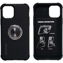 Kılıf Iphone 12 ve 12 Pro ile Uyumlu Telefon Kılıfı Halka Tutucu Telefon Satandı Siyah