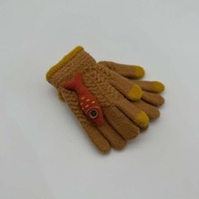 Mare Accessories Kahverengi Balık Figürlü Çocuk Örme Eldiven (3-6 Yaş)