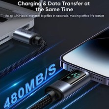 S-AL012A16 Lıghtnıng 2.4A 1.2m LED Ekranlı - Siyah