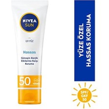 Nıvea Sun Spf 50 Hassas Yatıştıran Nemlendirici Güneş Yüz Kremi 50 Ml, Çok Yüksek Güneş Koruyucu,güneş Alerjisine Karşı Koruma,yağsız Cilt Hissi