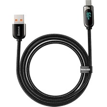 Display Hızlı Şarj Kablosu USB To Type-C 66W, 2m, Siyah