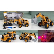 Oyuncak Buhar Atan Şarjlı Uzaktan Kumandalı Bulldozer ve Kepçe 7 Kanallı LED Işıklı Demo Modlu Rc Iş Makinesi (Kepçe)