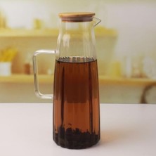 Bambu Kapaklı Borosilikat Cam Yağdanlık ve Sürahi | 1000ML (11X26CM) Çok Amaçlı Içecek ve Sıvı Gıda Saklama