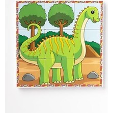 Manyetik Blok Çift Taraflı 9 Parçalı Mıknatıslı Dinozor Puzzle - 2 Görsel Yapboz