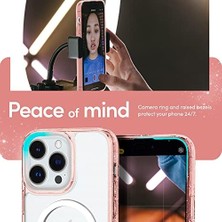 Ciel By 14 Pro ile Uyumlu Kılıf Mag Magsafe Özellikli 360 + Cam Ekran Koruyucu (2 Adet) Rose Glitter - ACS05021