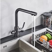 3 Yollu Arıtma Bataryası Siyah Arıtma Çıkışlı Mutfak Eviye Soğuk Mix