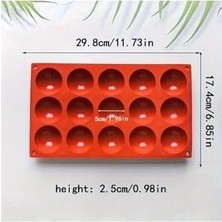 Siliko World 15'li Yarım Küre Muffin, Çikolata, Kek Kalıbı, Silikon 5cm, Kırmızı