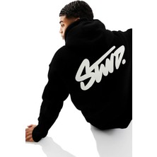 Bellanova Unisex 3 Iplik Oversize Swnd Yazı Baskılı Kapüşonlu Kanguru Cepli Rahat Günlük Hoodie Sweat