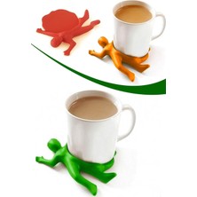 Eğlenceli Ezilmiş Adam Tasarımlı Bardak Altlığı, Çok Renkli, Dekoratif Silikon Bardak Altı