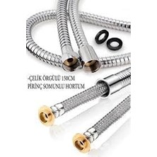 Prinç Başlıklı Çelik Örgülü Duş Hortumu 150 cm