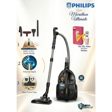 Philipsturbo Başlıklı Kumandalı Yüksek Çekim Gücü Marathon Elektrikli Süpürge | Toz Torbasız Hijyenik Hepa Filtre ve Uzun Ömürlü Performans XB9145