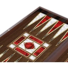 Star Tavla Büyük Boy Polyester Sedef Işlemeli 25X49X6 Cm. Backgammon