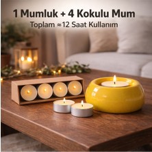 Mumline 4’lü Kokulu Mum + Cam Mumluk Seti – ≈12 Saat