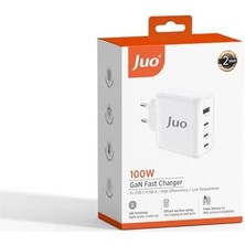 Juo 100W 4 Portlu Usb-C + Usb-A Gan Şarj Aleti & & Notebook Uyumlu Pd Type-C Hızlı Şarj Cihazı Beyaz