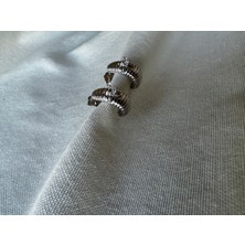 Luckyb Store Silver Renk Taş Detaylı Çelik Küpe