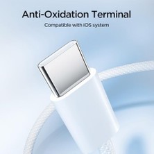 S-A45 Ben Serisi 60W Örgülü Hızlı Şarj Tip-C - Tip-C Veri Kablosu, 1 Metre Uzunluk, Beyaz