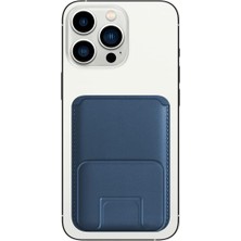 Labs Walletmag Stand Deri Cüzdan, Uyumlu Kartlık (Mavi)