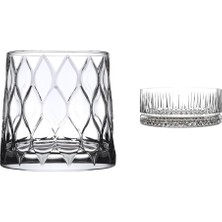 Leafy Cam Viski Bardağı, 4 Parça, Şeffaf, 300 cc ve Çerezlik Kase, 2 Parça, Şeffaf, 515 cc