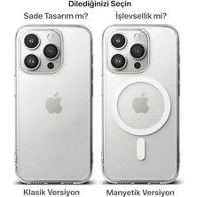 Iphone 15 Pro Için ile Uyumlu Arkası Mat Görünümlü Polikarbonat Kenarları Silikon Parmak Izi Tutmayan Yüksek Kalite Şeffaf Silikon Kılıf (Manyetik, 15 Pro)