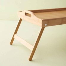 Katlanır Ayaklı Bambu Yatak Tepsisi – Ahşap Laptop Standı, Kitap Okuma ve Çalışma Rahlesi, Kahvaltı ve Servis Sunum Tepsisi, Katlanabilir Piknik Tepsisi