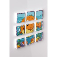 Manyetik Blok Çift Taraflı 9 Parçalı Mıknatıslı Melek Balığı - Balon Balığı Puzzle - 2 Görsel Yapboz