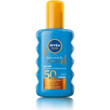 Nıvea Sun SPF50 Çift Etkili Yüksek Koruyucu Bronzluk Vücut Güneş Spreyi 200ML, Doğal Bronzluk, Uva Koruma