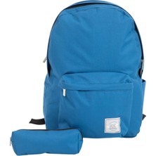 Hsr Ortopedik Su Geçirmez Leptop Bölmeli Hafif Günlük ve Okul Sırt Çantası ve Kalemlik (Mavi)