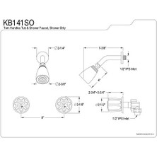 KB141SO Ikiz Akrilik Kulplar Sadece Duşlu Küvet ve Duş Bataryası, Parlak Krom 20 cm Merkez