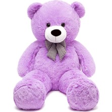 90 cm Rengarenk Papyonlu Peluş Ayıcık -% 100 Yerli Lila