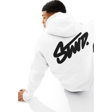 Bellanova Unisex 3 Iplik Oversize Swnd Yazı Baskılı Kapüşonlu Kanguru Cepli Rahat Günlük Hoodie Sweat