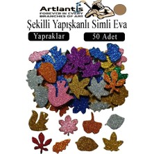 Artlantis Şekilli Simli Eva Yapışkanlı 50 Li 1 Paket Kendinden Yapışkanlı Simli Eva Sticker Okul Öncesi Kreş Ana Sınıfı