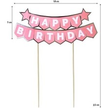 Partinity Iyi Ki Doğdun Pasta Üstü Banner, Pembe ve Altın Renk, 18X7 cm