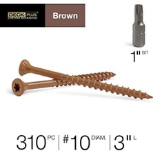 Plus Ahşap Vidalar, Kahverengi Dış Vidalar, 3" x # 10, 5 Lb