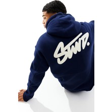 Bellanova Unisex 3 Iplik Oversize Swnd Yazı Baskılı Kapüşonlu Kanguru Cepli Rahat Günlük Hoodie Sweat