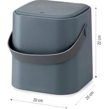 4l Mini Tezgah Üstü Çöp Kovası – Deri Tutma Saplı, Kompakt ve Şık Tasarım, Mutfak & Banyo Için, Geri Dönüşüm Dostu (Gri, 4 Litre)