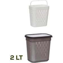 Süzgeçli Turşuluk, Zeytinlik, Dikdörtgen Çok Amaçlı Saklama Kabı 2 Litre